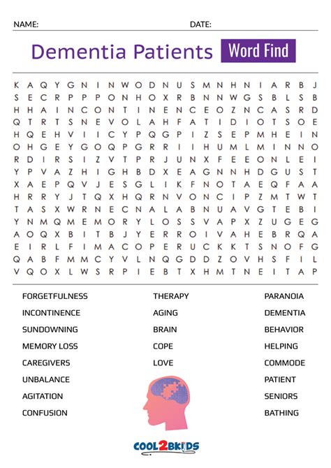 Dementia Word Search Printable